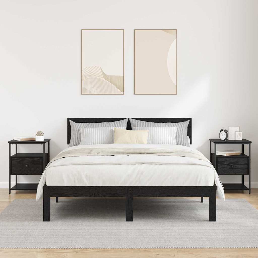 Bedside Cabinet 2 pcs Black oak 40 x 42 x 56 cm Engineered wood